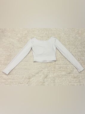 Aesthetic White Strappy Back Mesh Crop Top // Size Small